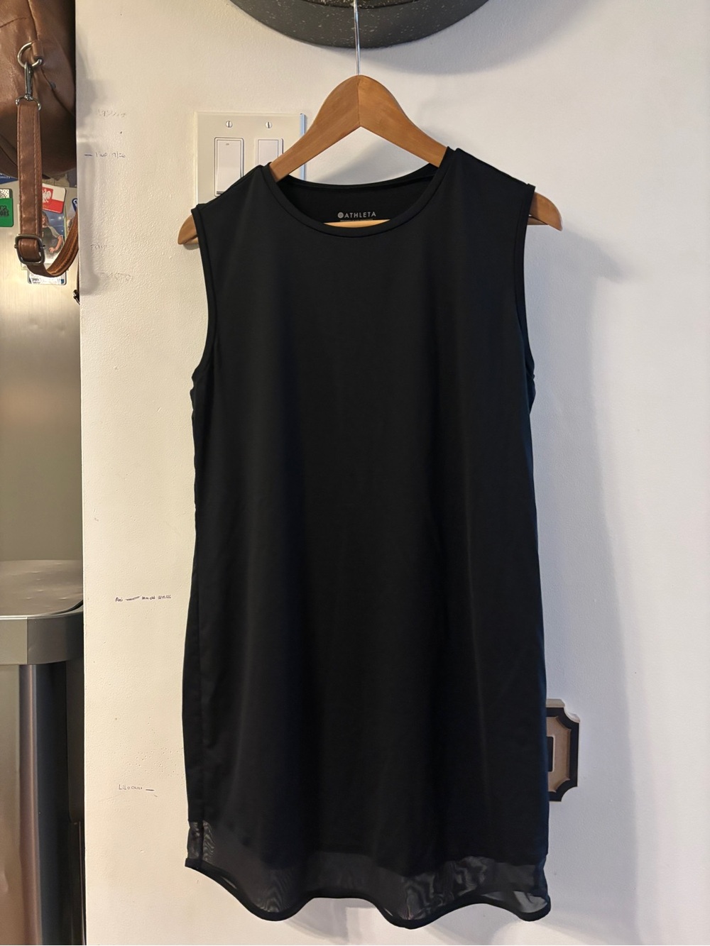 Athleta Black Sleeveless Workout Tank with Sheer Hem
